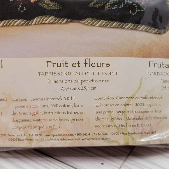 Bucilla Tracy Porter 2005 Needle Point Fruit & Floral Black Kit 4902 Retired - Picture 8 of 12